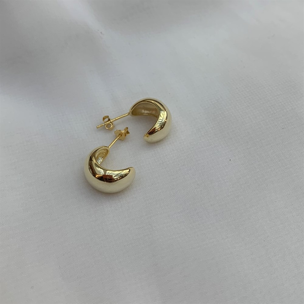Küpe Yarım Oval Halka Küpe Gold