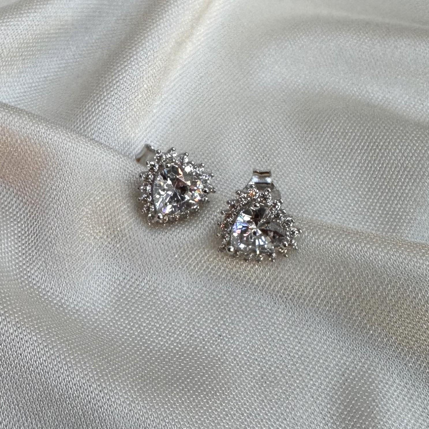 KüpeFancy Kalp Pin Küpe Rodyum 