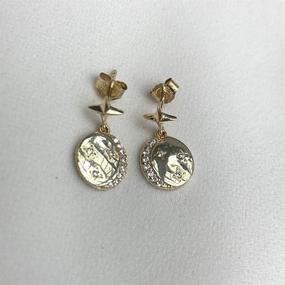 KüpeMadalyon Sirius Detay Küpe Gold