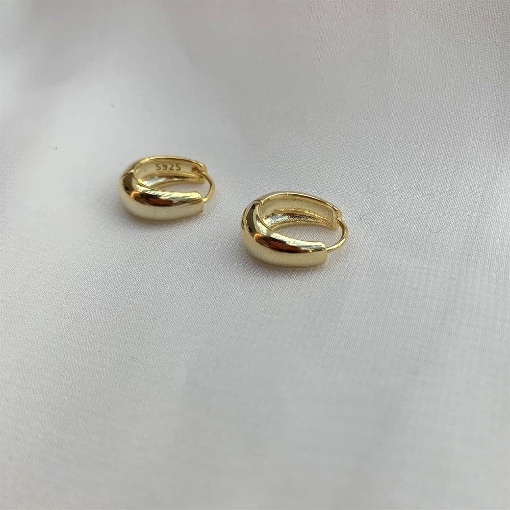 KüpeMinimal Kalın Oval Halka Küpe Gold