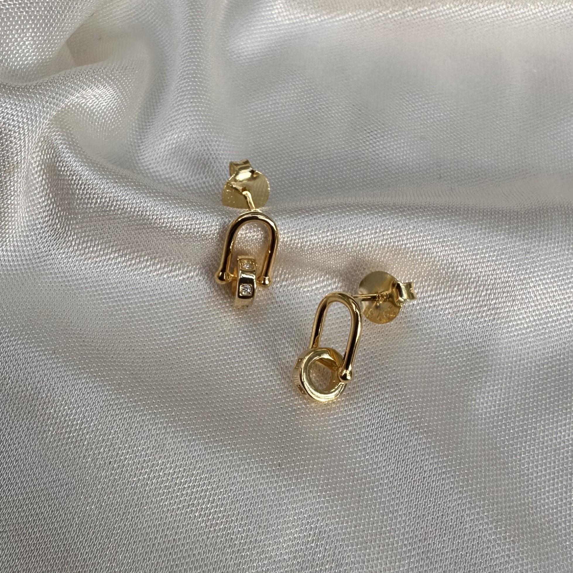 KüpeTaşlı Halka Geo Pin Küpe Gold