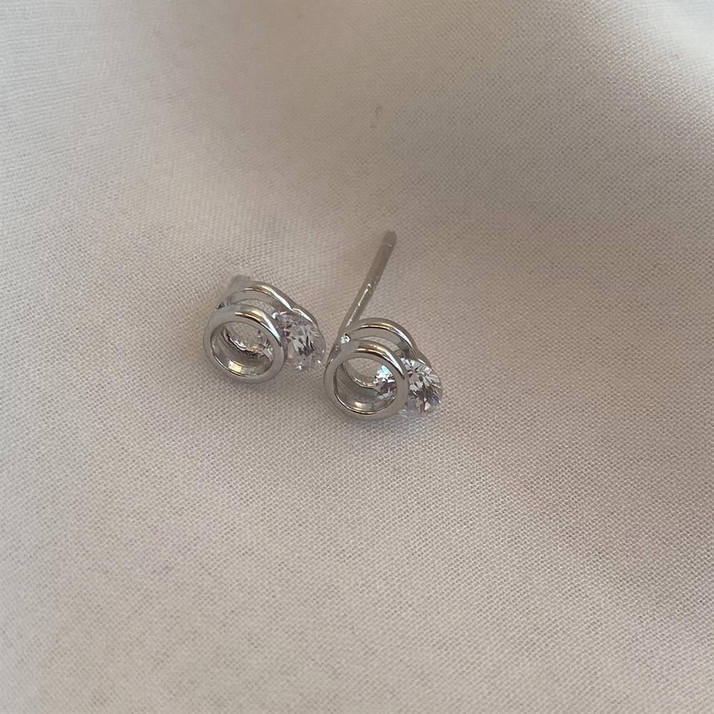 KüpeTek Taş Sallantılı Mini Küpe Rodyum 