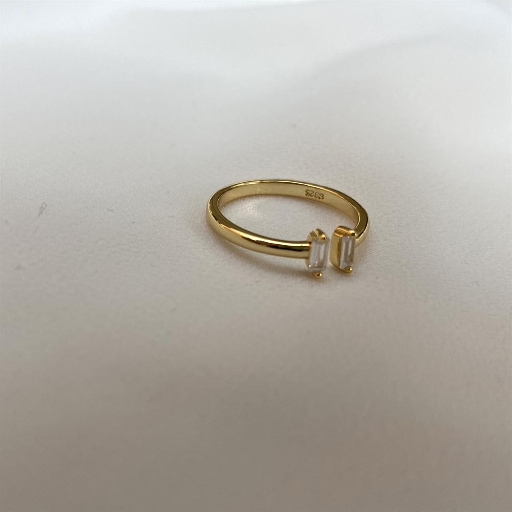 YüzükAçık Baget Taş Minimal Yüzük Gold