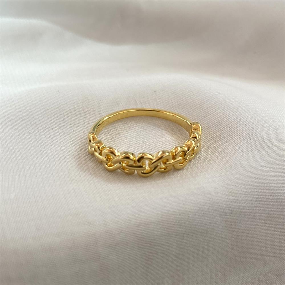 Yüzükİnce Kalp Zincir Yüzük Gold
