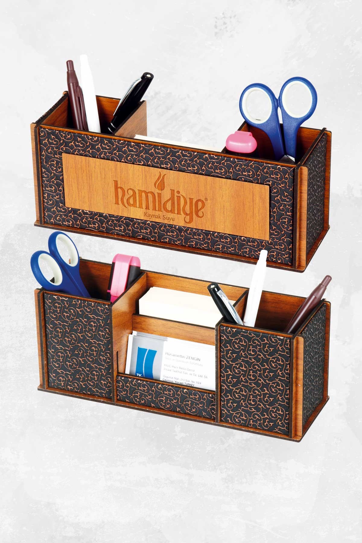 PB2404-Ahşap Masaüstü Organizer Kalemlik
