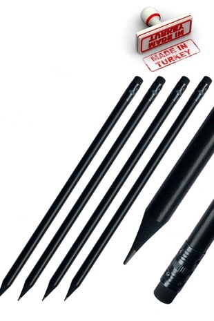 PB1706-Silgili Yuvarlak Siyah Latalı Kurşun Kalem