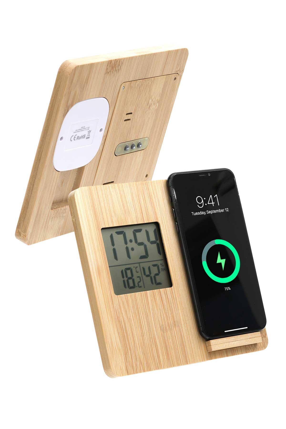 PB1121-Bambu Wireless Şarj Masa Saati