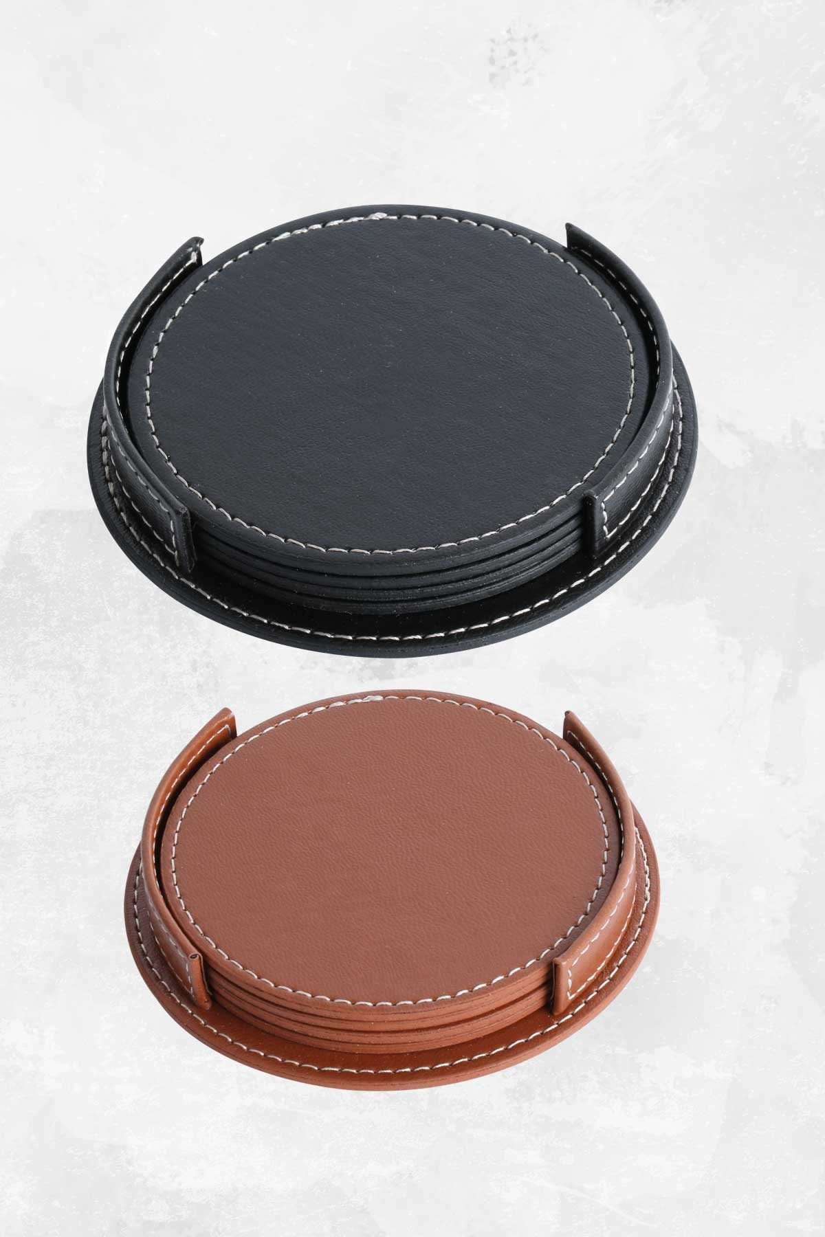 PB2400-Suni Deri Bardakaltı 4lü Set