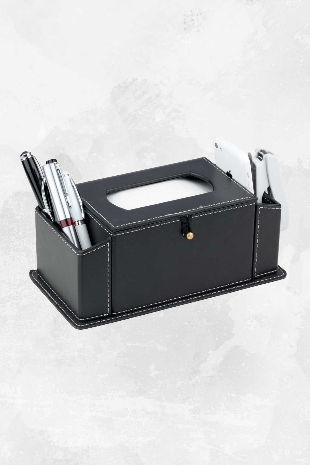 PB2421-Masaüstü Suni Deri Peçetelik Organizer