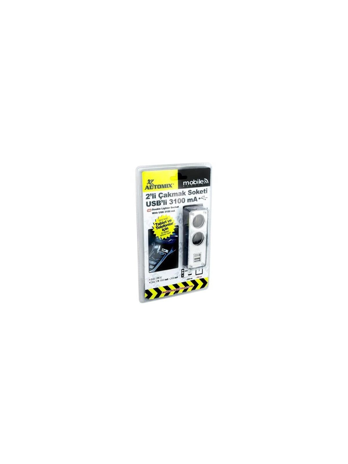 Automix 2'Li Çakmak Soketi Usb'Li 3100 Ma