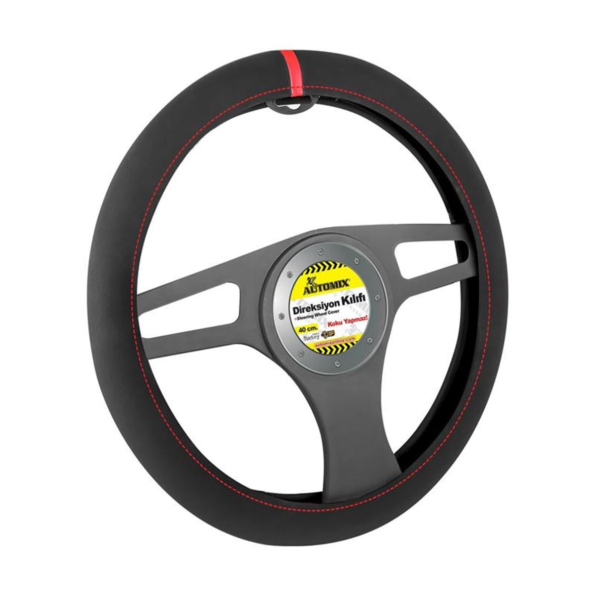 Automix Direksiyon Kılıfı Alcantara Tek Çiz.Kırmızı