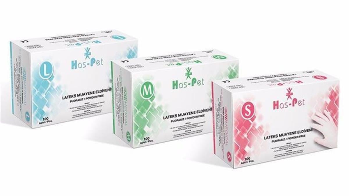 Has-Pet Pudrasız Lateks Muayene Eldiveni L 