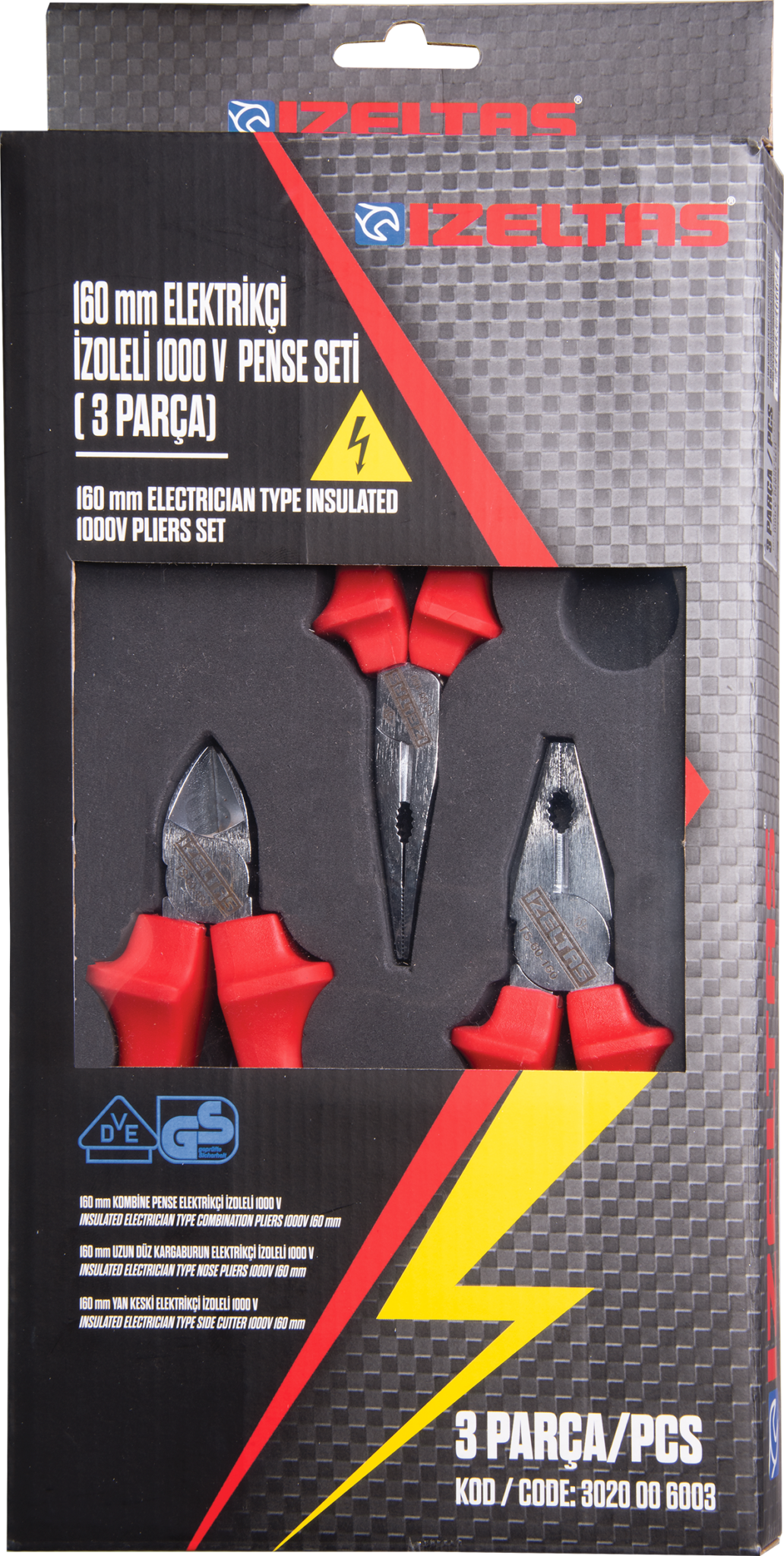 İzeltaş 160 mm Elektrikçi İzoleli 1000V Set (3 Parça)