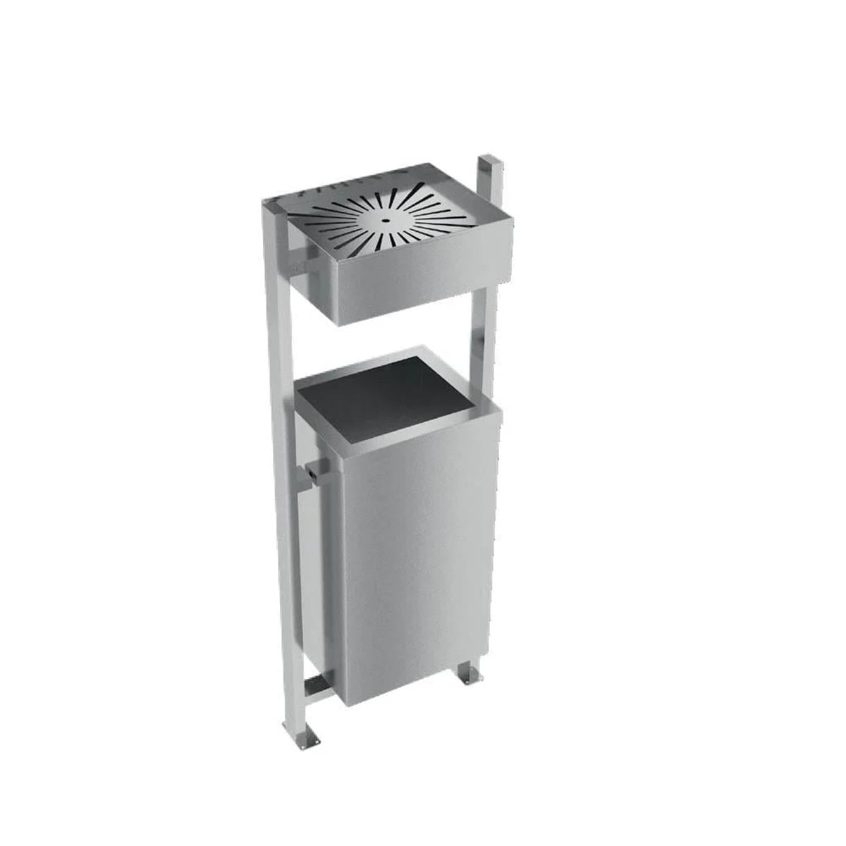 Maxiflow Kare Ayaklı Küllüklü Bahçe Tipi Çöp Kovası 36 LT Krom