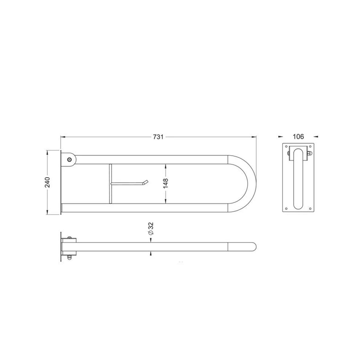 Maxiflow Mafsallı WC Kağıtlıklı (Çengelli) Tutunma Barı Beyaz