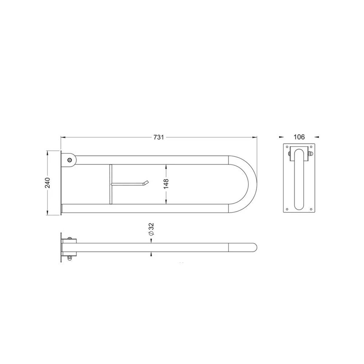 Maxiflow Mafsallı WC Kağıtlıklı (Çengelli) Tutunma Barı Siyah