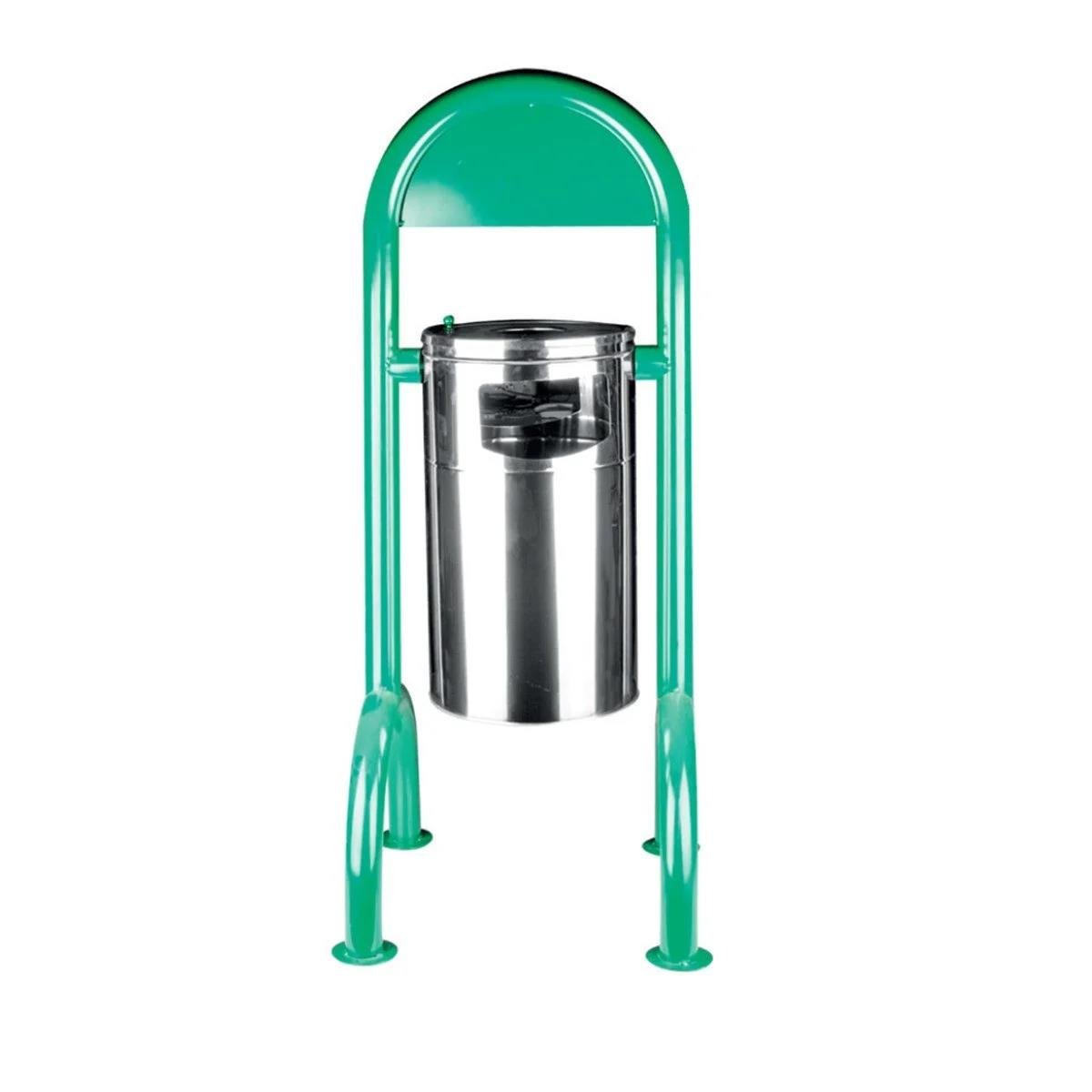 Maxiflow Şapkalı Paslanmaz Dış Mekan Çöp Kovası Krom-DKP