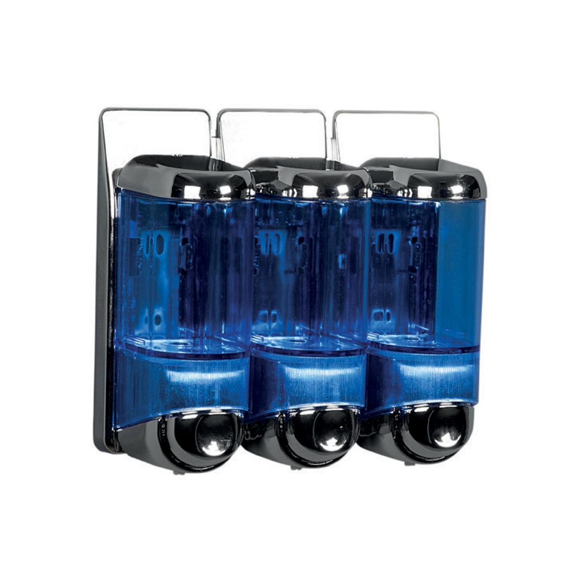 Maxiflow Sıvı Sabun ve Şampuan Verici 3'lü 170 ML Krom-Şeffaf Mavi