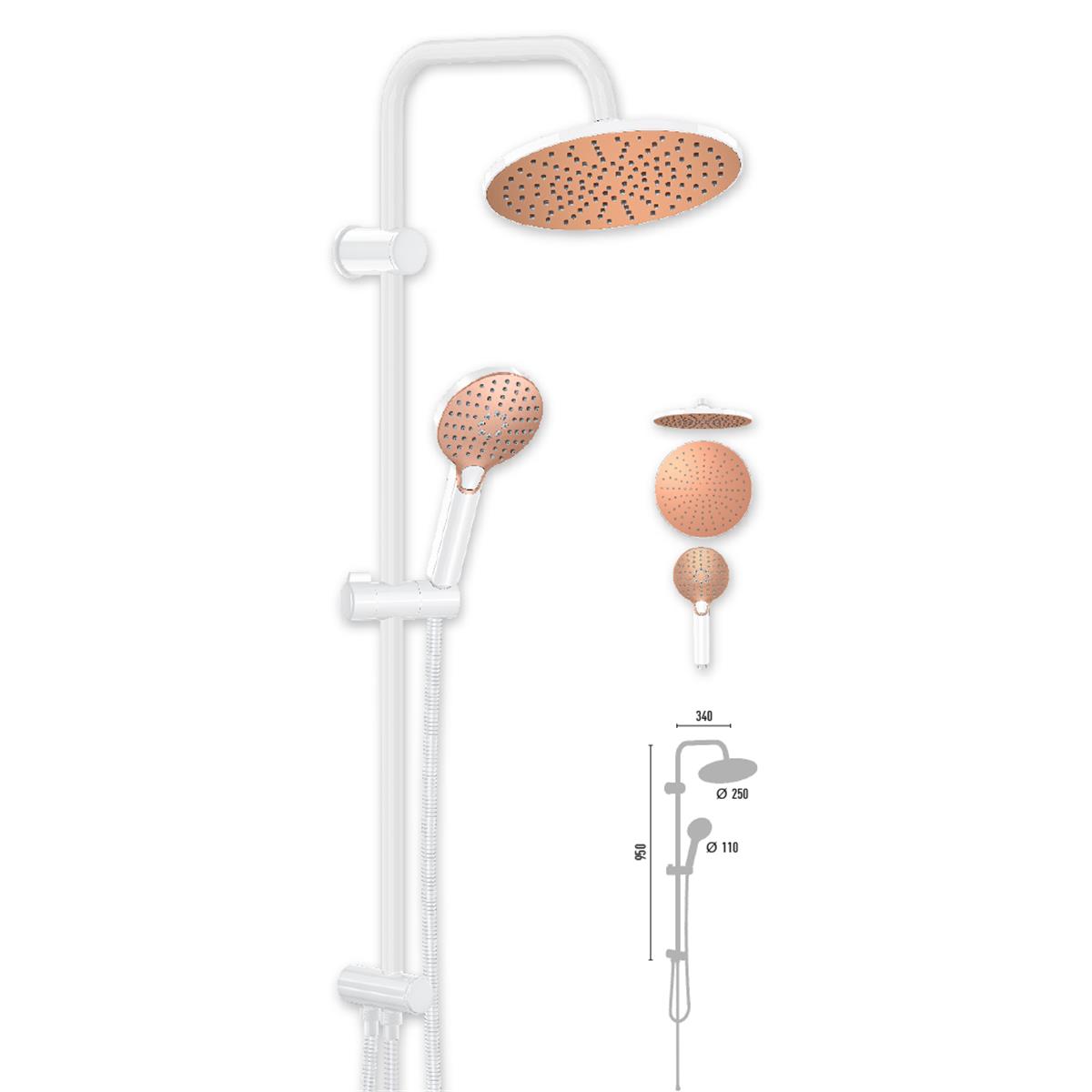 Valtemo Rainmax Bronze White Rain Duş Seti