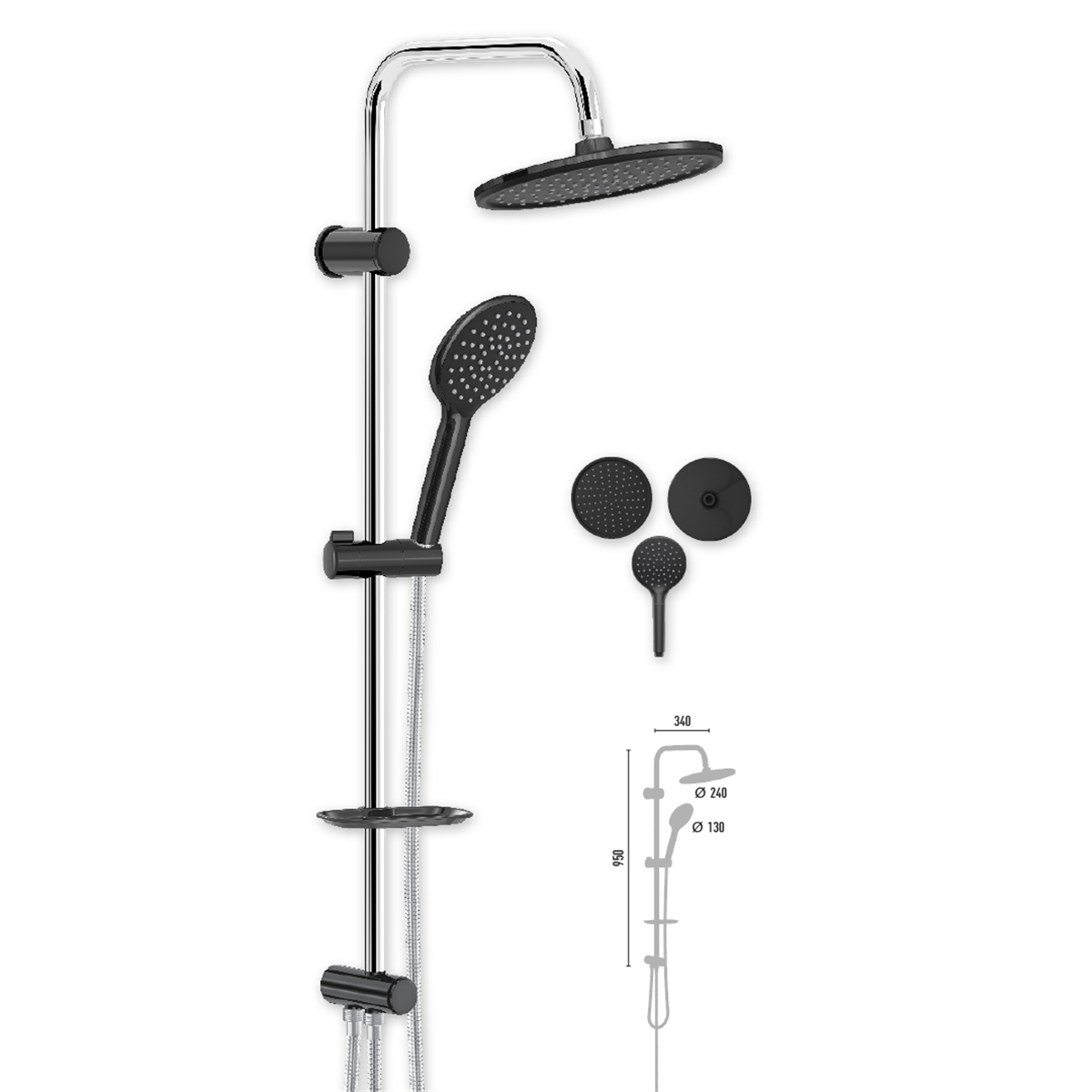 Valtemo VS-2515 Deluxe Black Rain Duş Seti (9)
