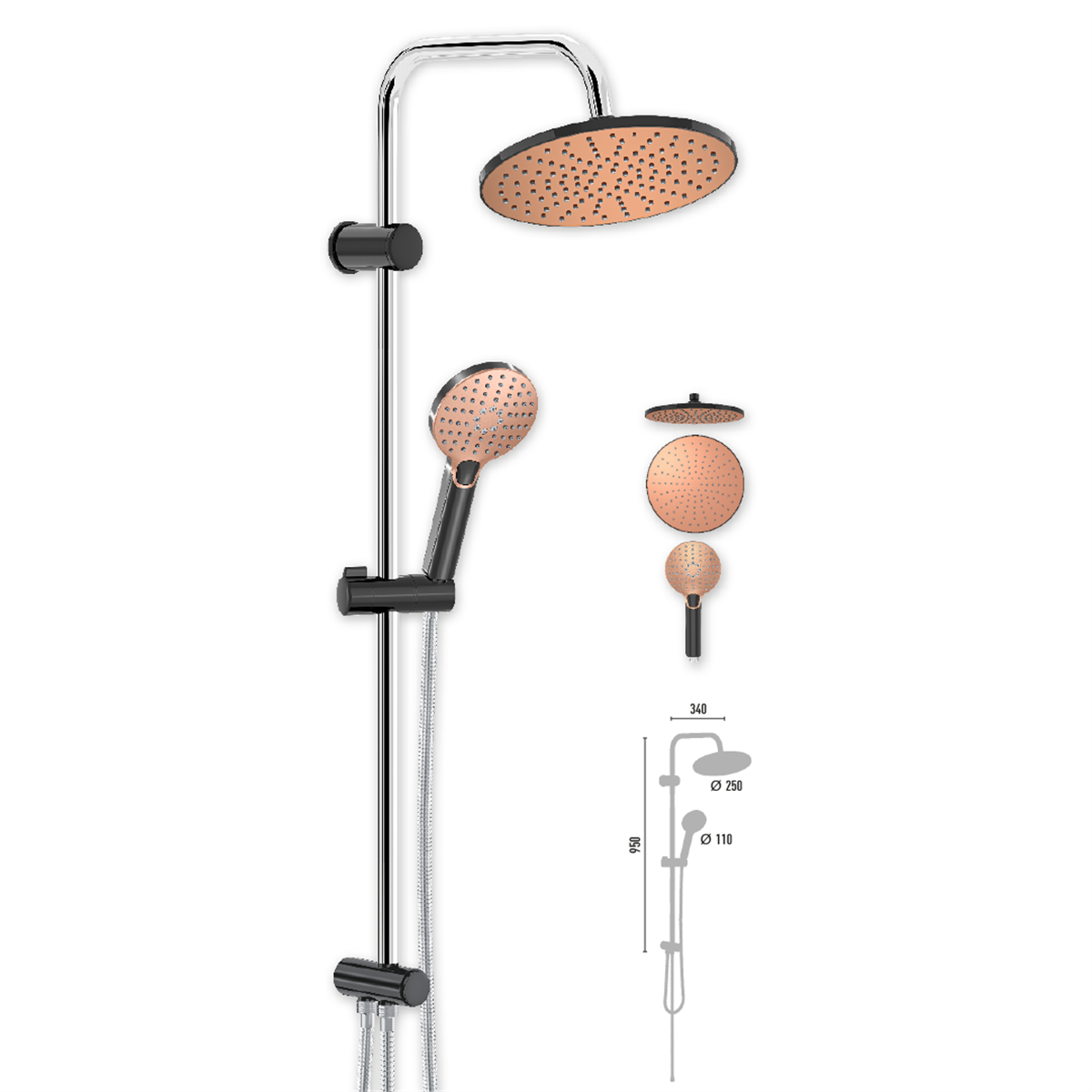 Valtemo VS-2609 Bronze Mat Black Rain Duş Seti (7)