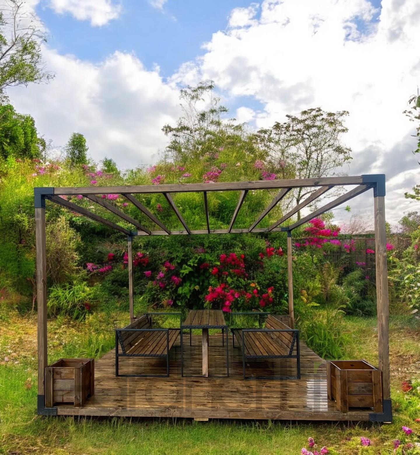 Venina Home Düz Tabanlı Kiriş Braketli Pergole VHPP1001