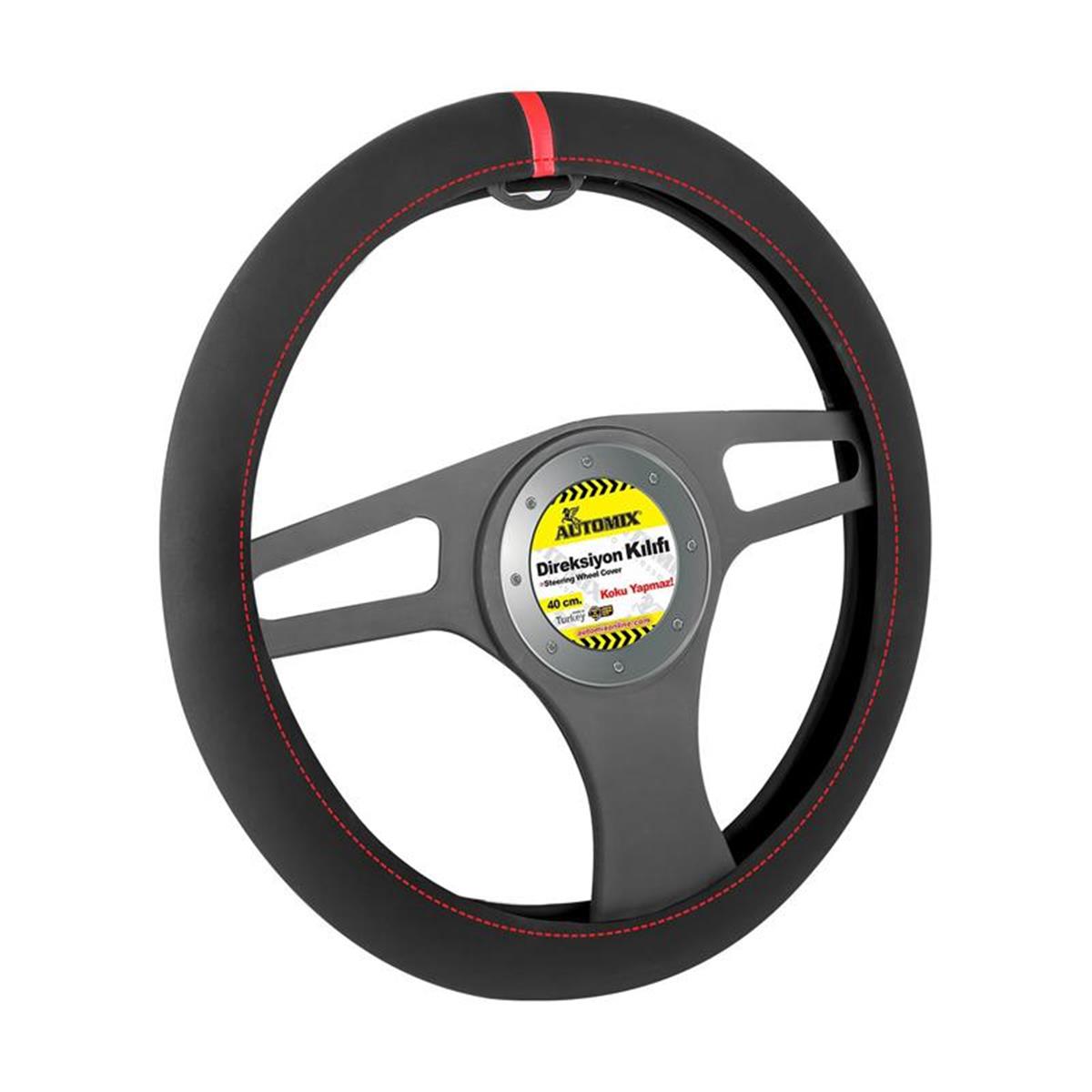 Automix Direksiyon Kılıfı Alcantara Tek Çiz.Kırmızı
