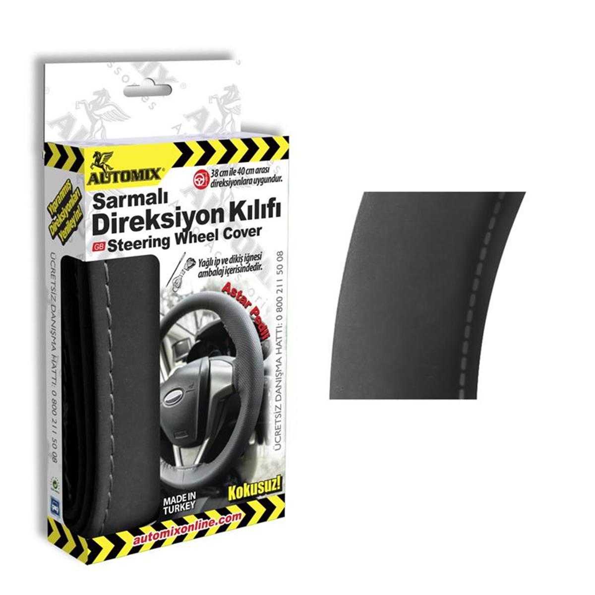 Automix Sarmalı Direksiyon Kılıfı Alcantara Siyah