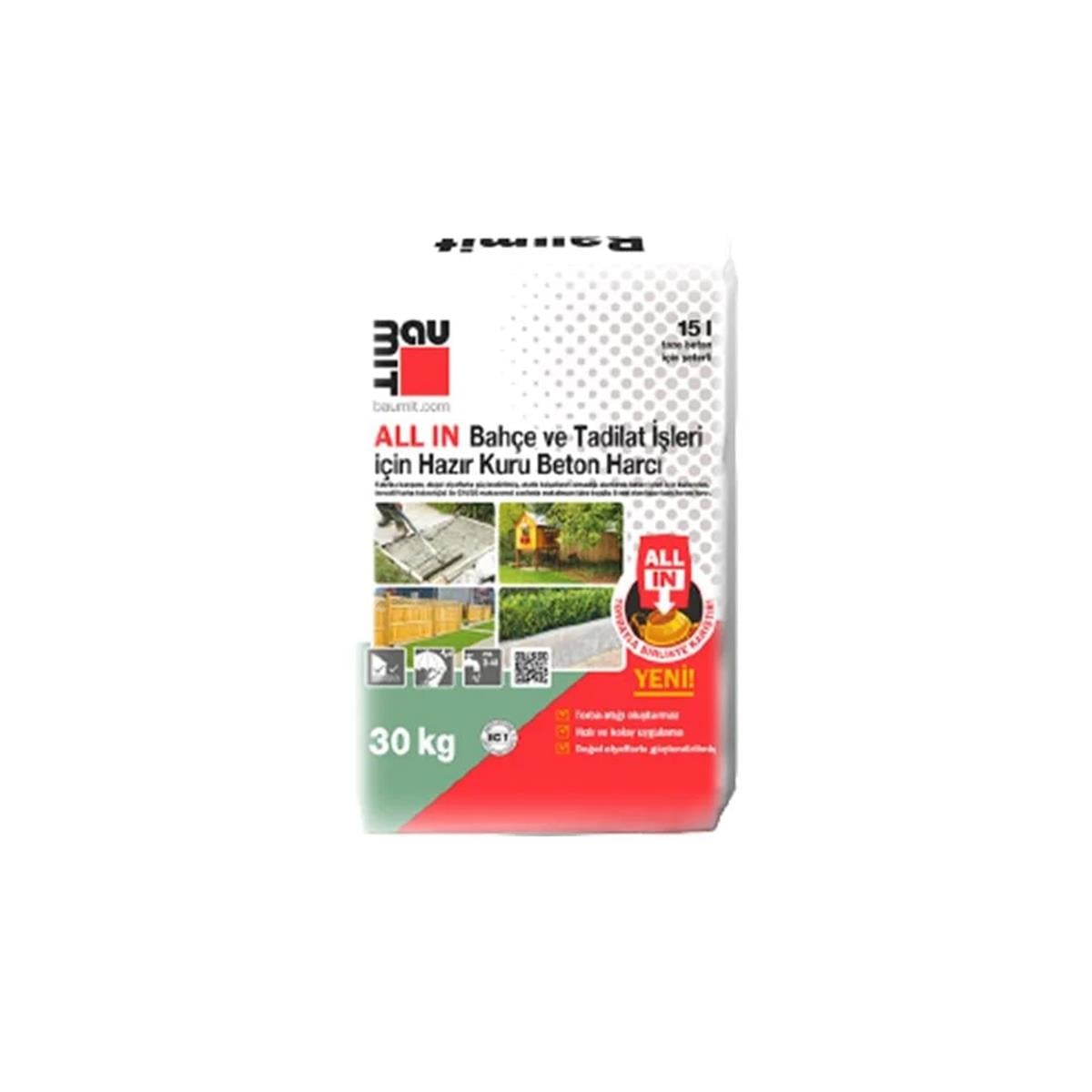 Baumit All In Beton Kuru Beton Harcı 30 KG (Bahçe ve Tadilat İşleri İçin)