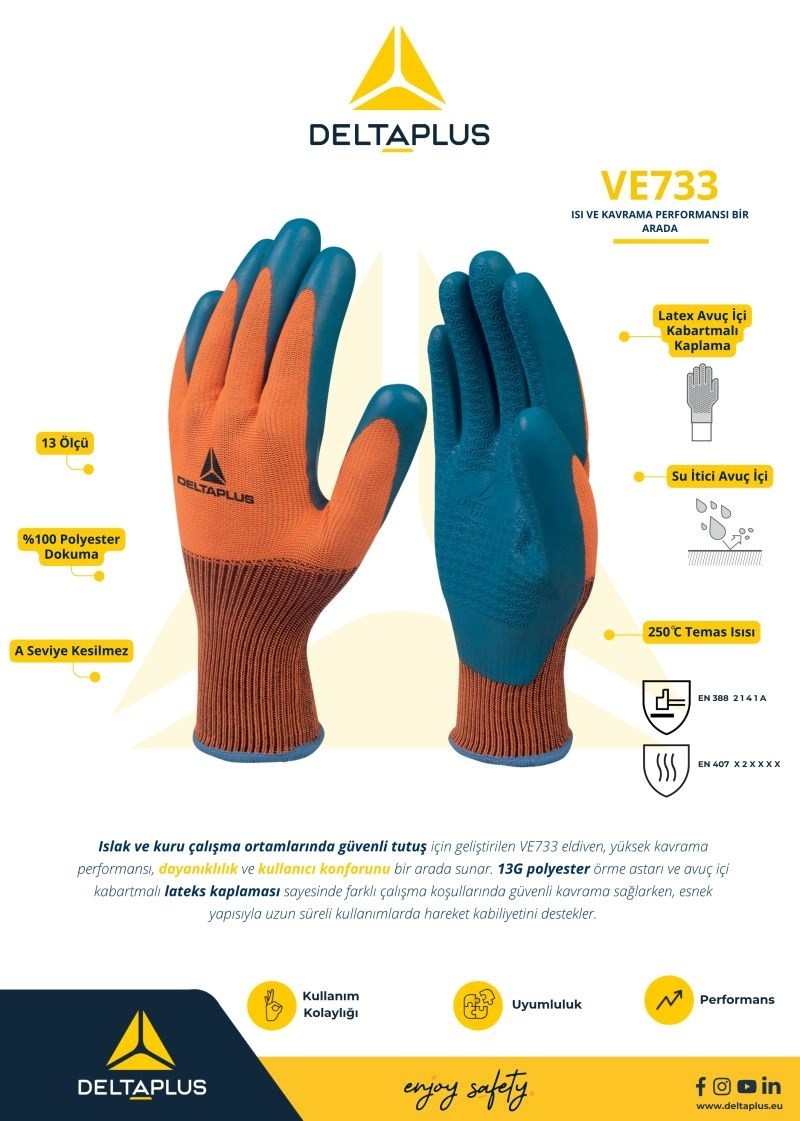 Delta Plus VE733 250° Isıya Dayanımlı Eldiven 7 