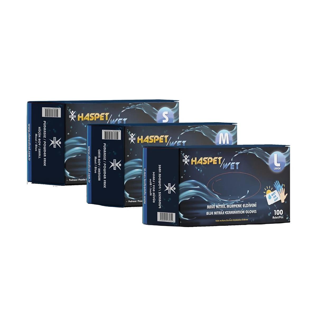Has-Pet Pudrasız Mavi Nitril Muayene Eldiveni L 