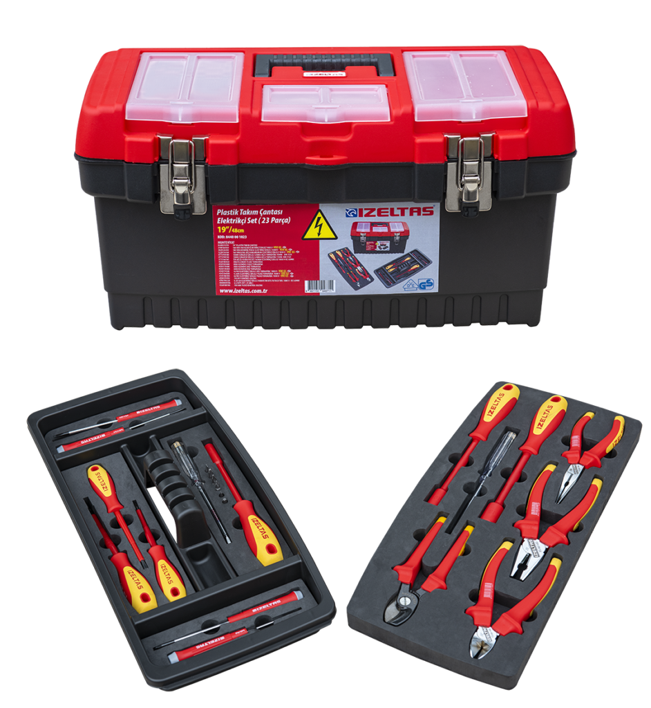 İzeltaş 19'' Plastik Takım Çantası Elektrikçi Set Dolu (23 Parça)