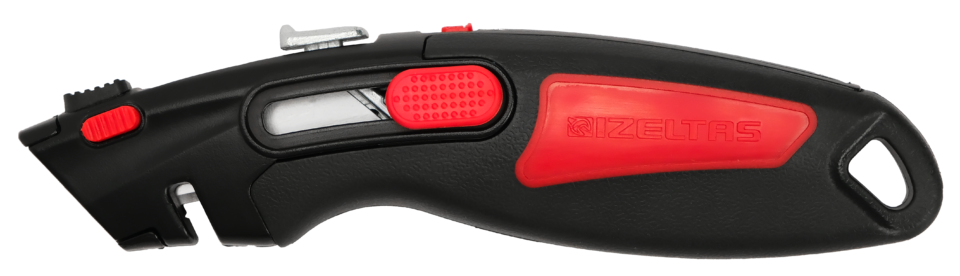 İzeltaş Pro Güvenlikli Otomatik Kitlemeli Trapez Maket Bıçağı (2 Yedek Bıçaklı)