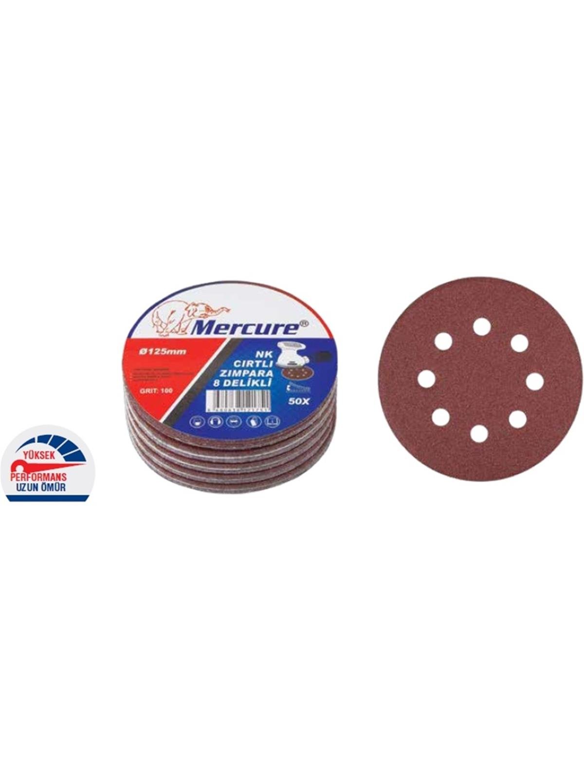 Mercure Cırtlı Disk Zımpara AO (Velcro) 8 Delikli 125 NK