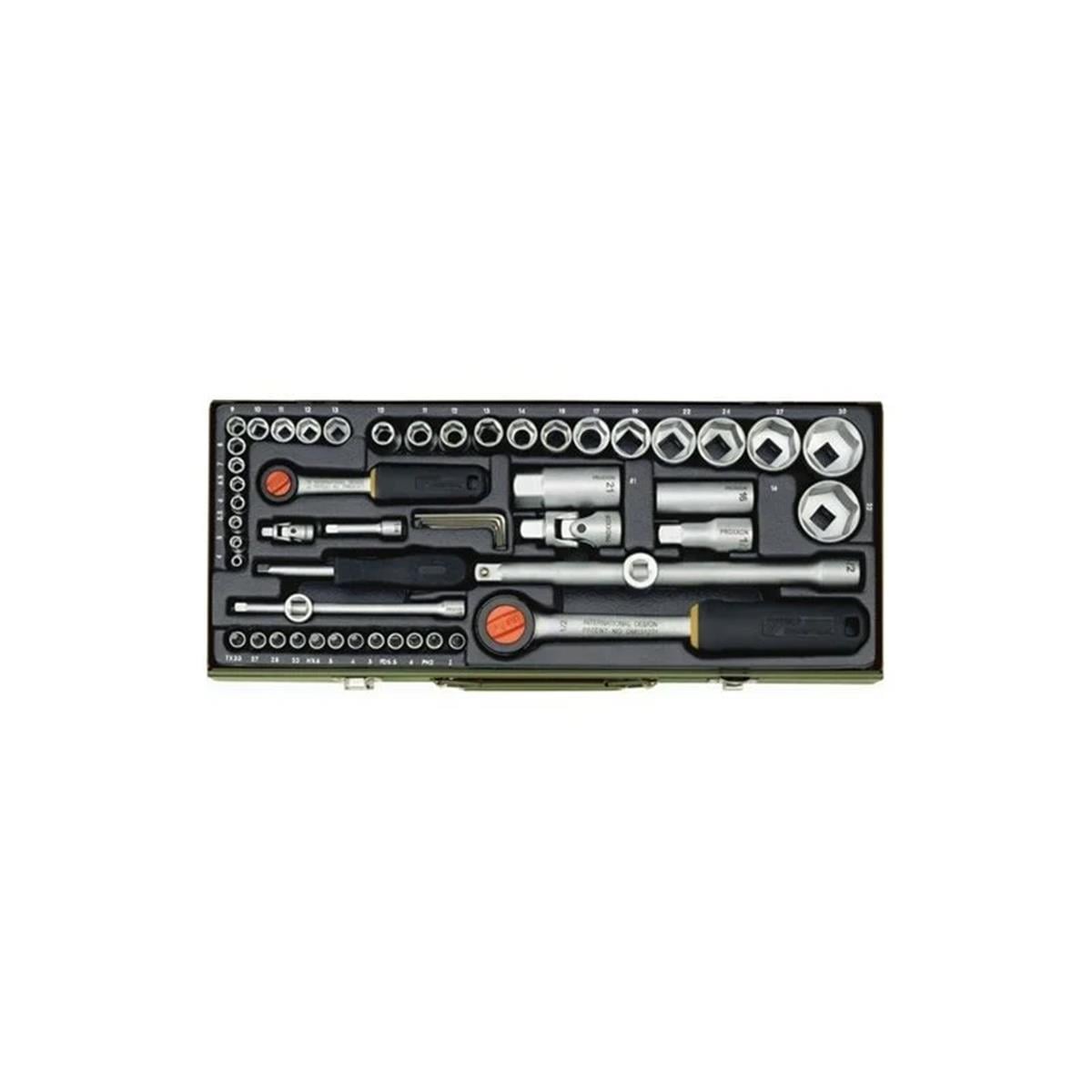 Proxxon 23040 1/4 & 1/2 56 Parçalı Lokma ve Bits Takım