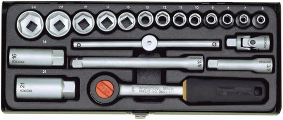 Proxxon 23110 3/8 Cırcır Kollu 24 Parçalı Lokma Takım