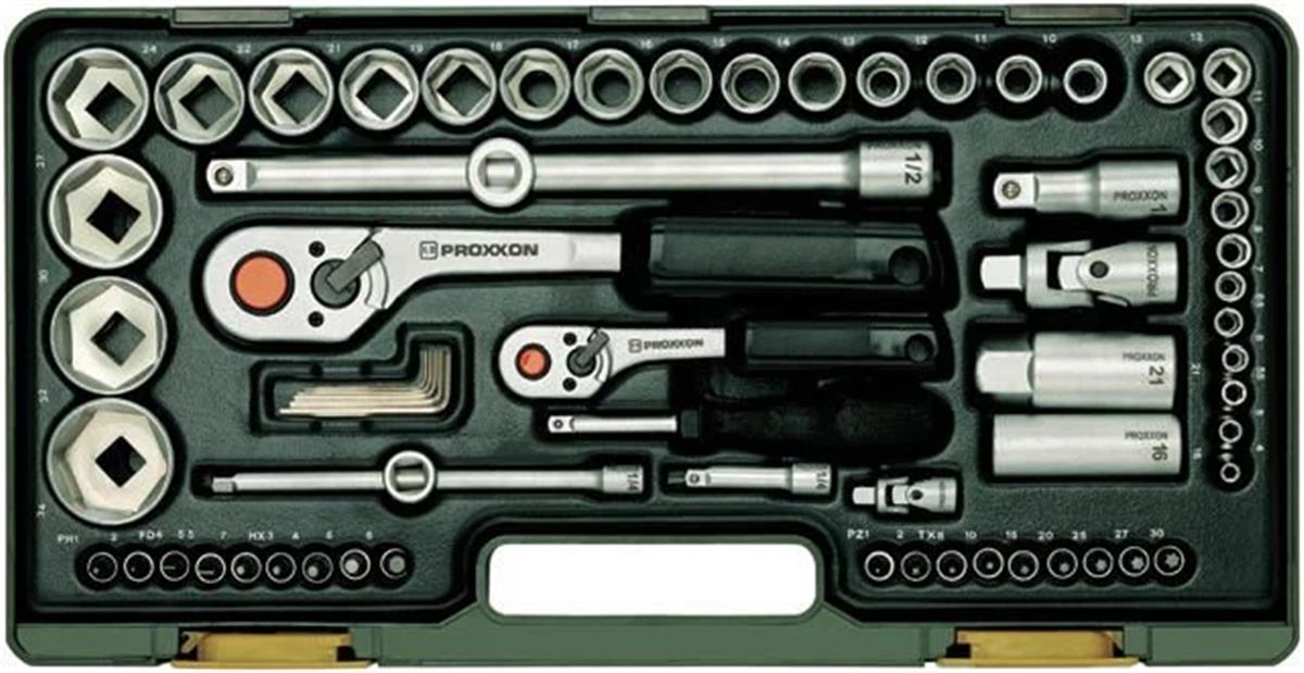 Proxxon 23286 1/4 & 1/2 65 Parçalı Lokma ve Bits Takım