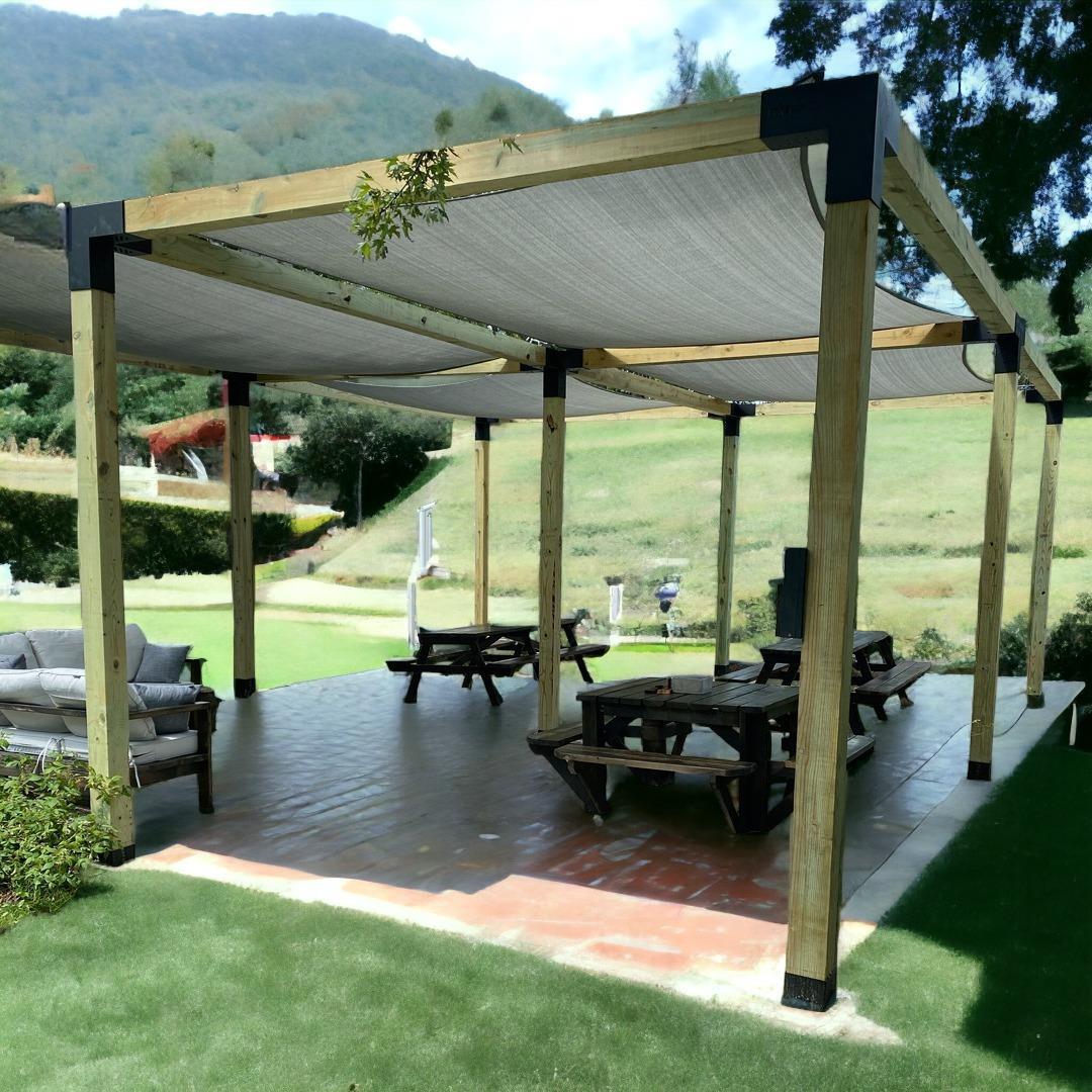 Venina Home Ahşap Dört Bölümlü Gölgelikli Pergole VHD1000