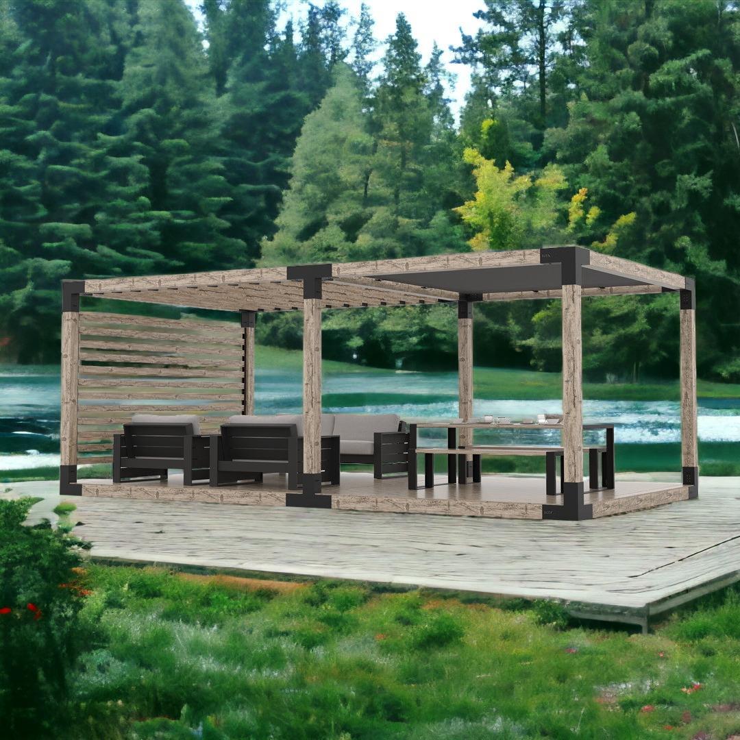 Venina Home Çiftli Platformlu Ahşap Gölgelikli Pergole VHPP1005