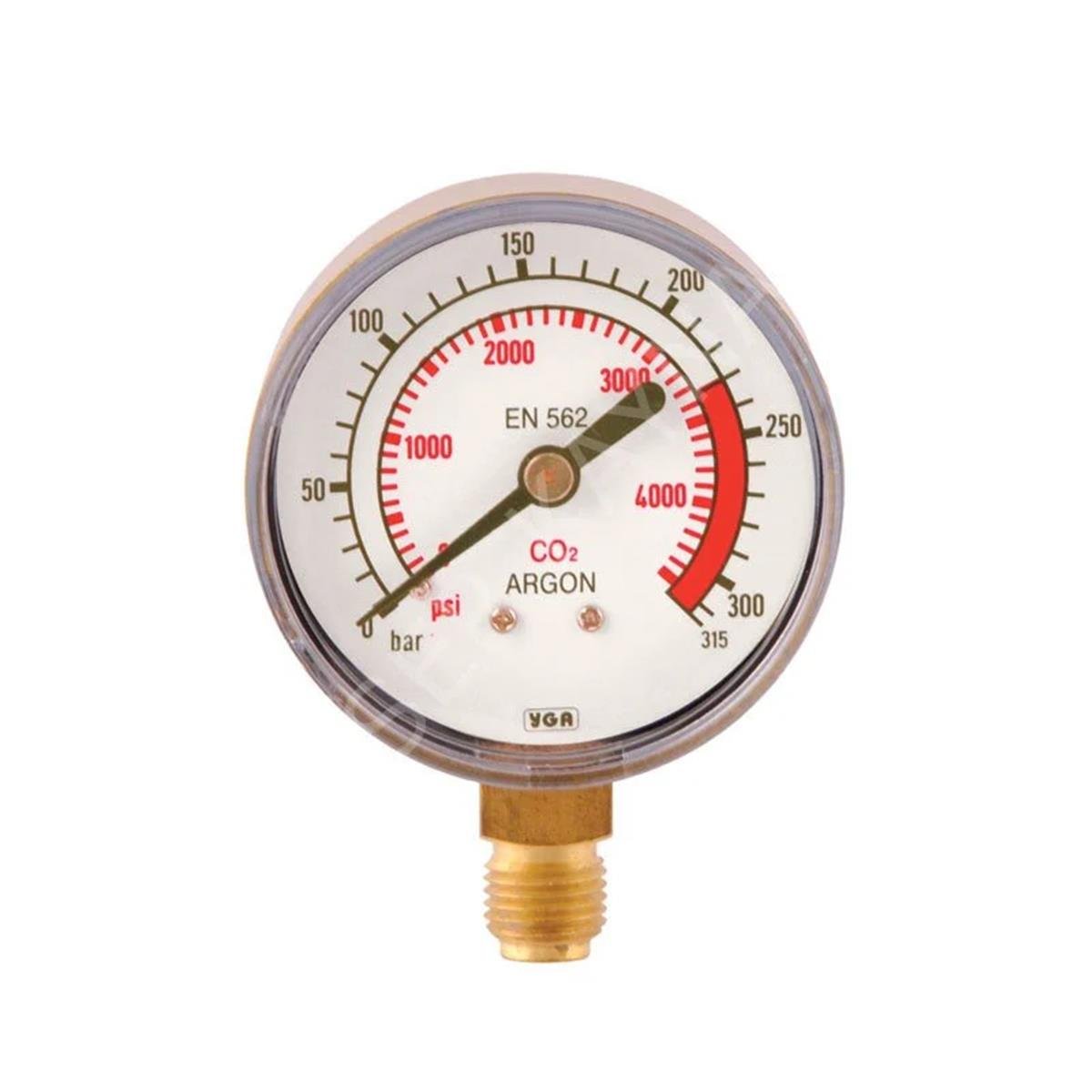 Yıldız 59315 Basınç Göstergesi Argon-Co2 Giriş 0-315 Bar Q63