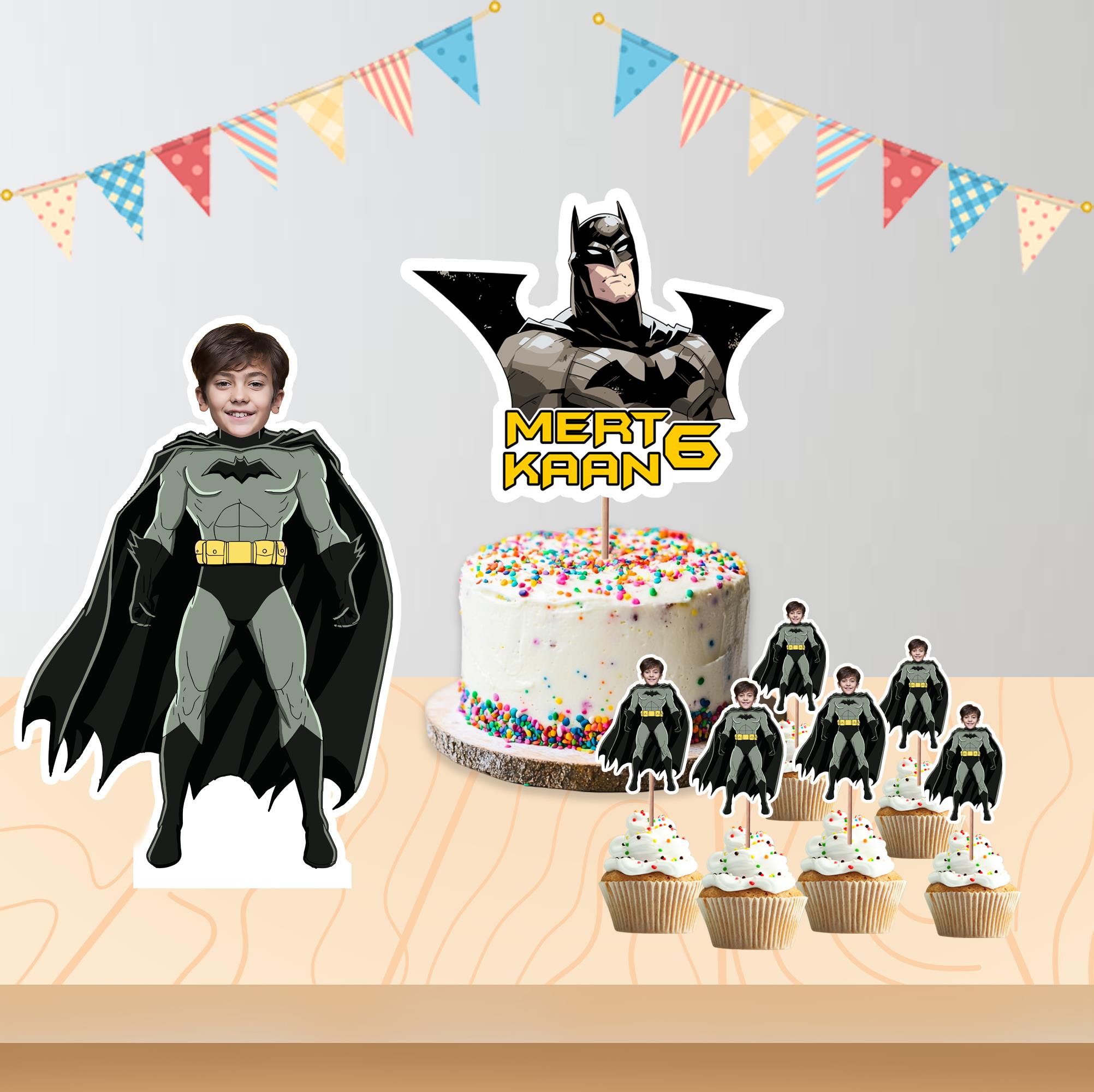 Kişiye Özel Batman Temalı Pano ve Pasta Süsü Seti