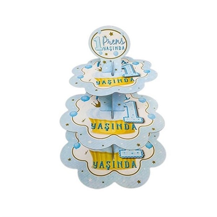 1 Yaş Doğum Günü Mavi Kek Standı