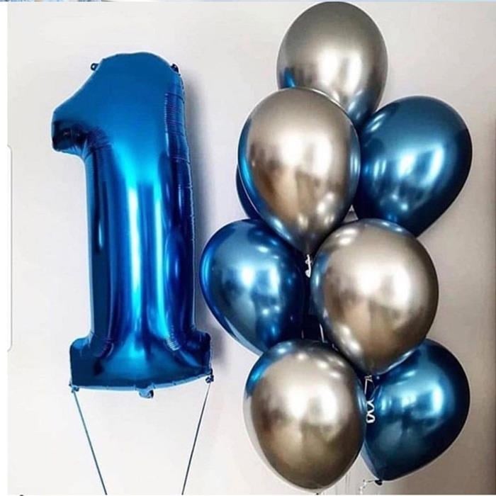 1 Yaş Mavi Gümüş Balon Seti