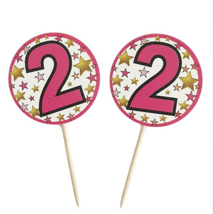 2 Yaş Kız Temalı Pembe Kürdan 20 Adet