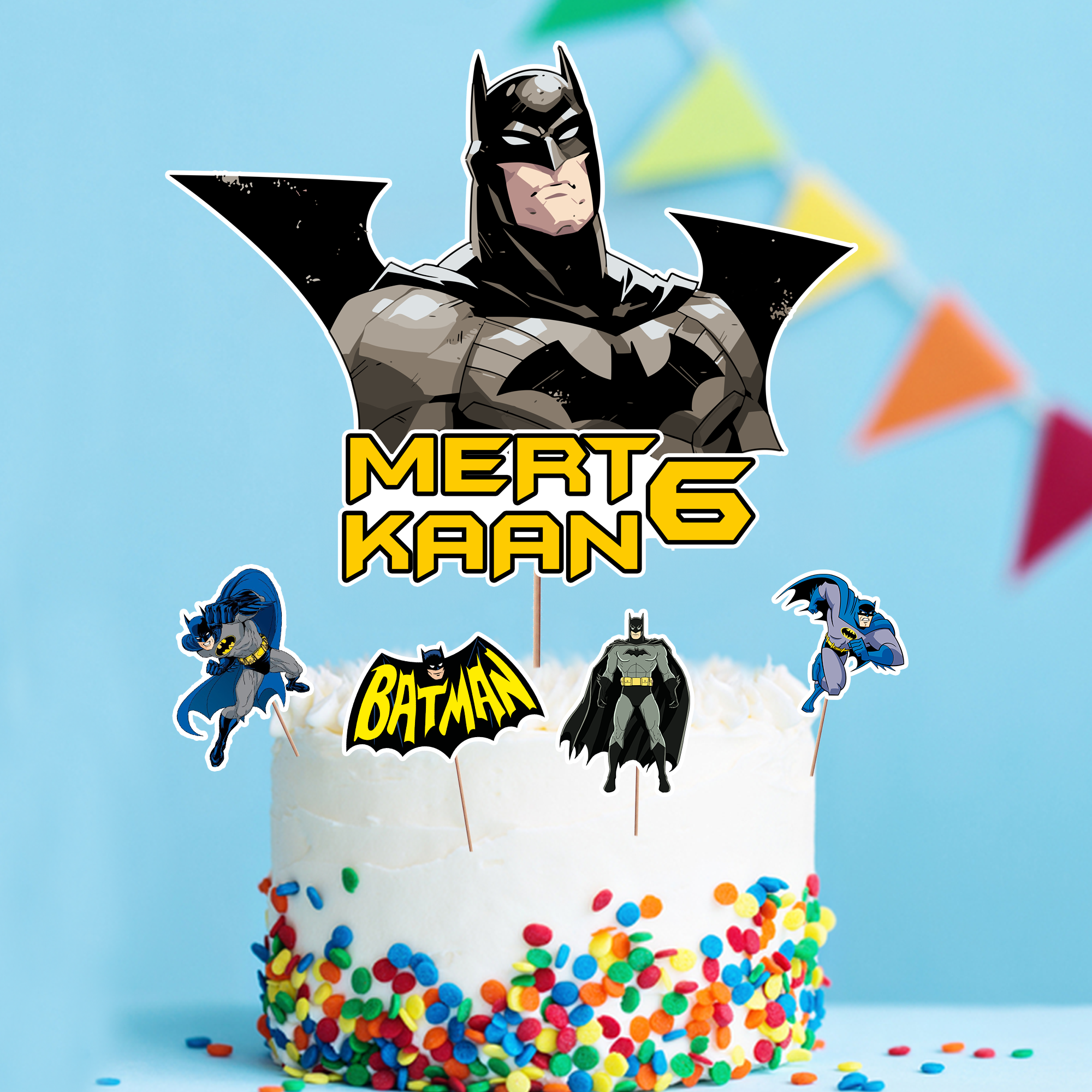 Kişiye Özel Batman Temalı Pasta Süsü Seti
