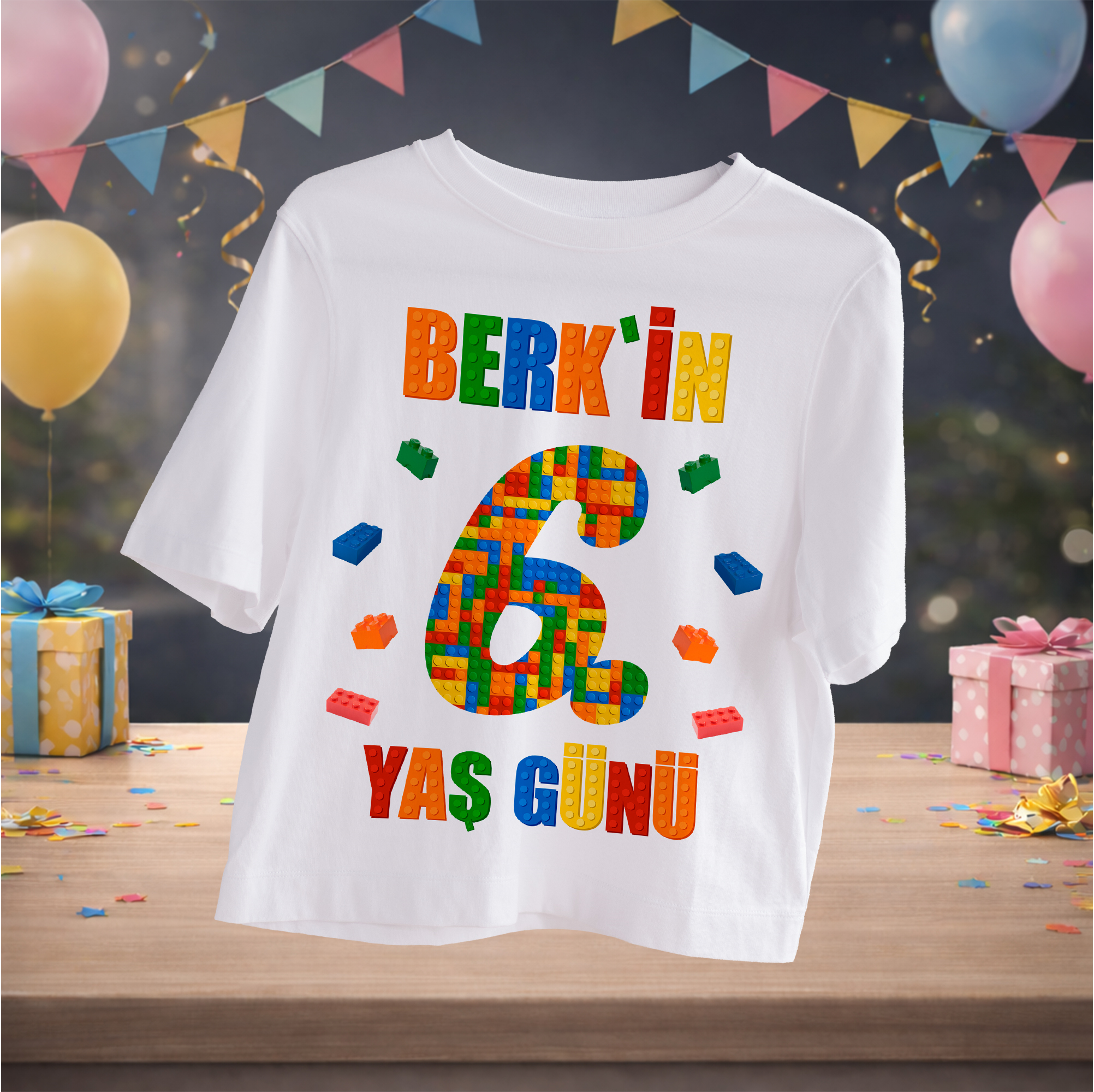 Block Temalı Kişiye Özel T-Shirt Beyaz