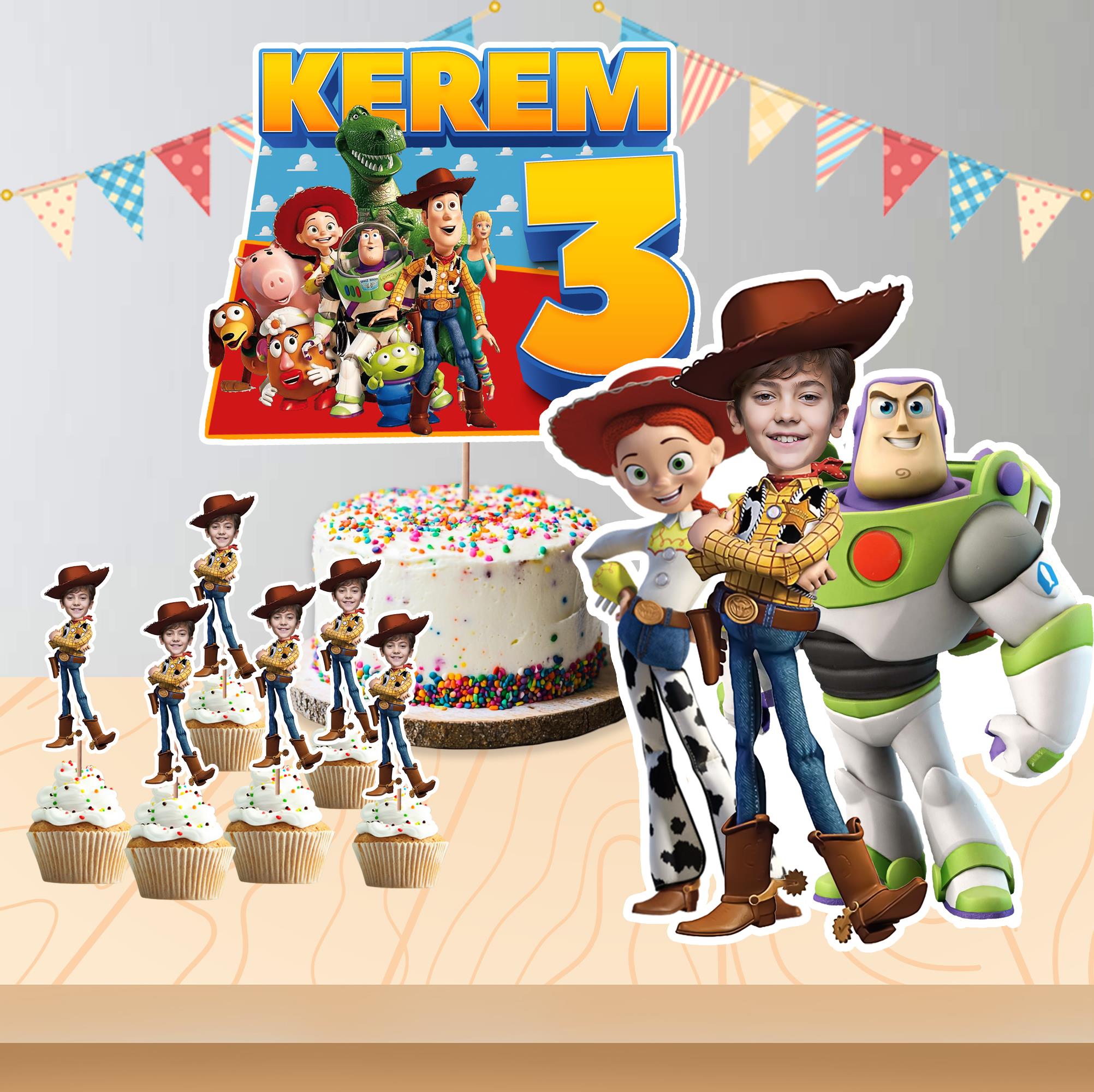 Kişiye Özel ToyStory Sheriff Woody Temalı Pano ve Pasta Süsü Seti