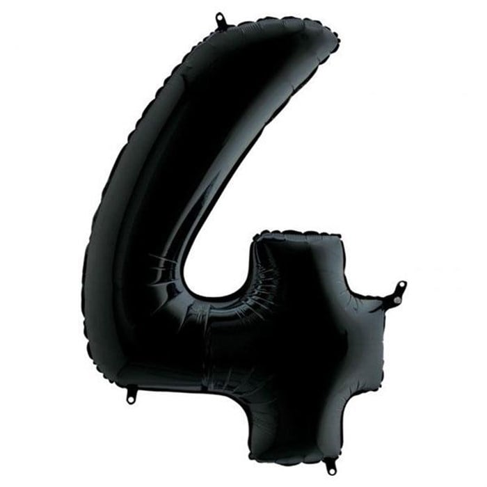 4 Rakam Siyah Folyo Balon - 1 Metre