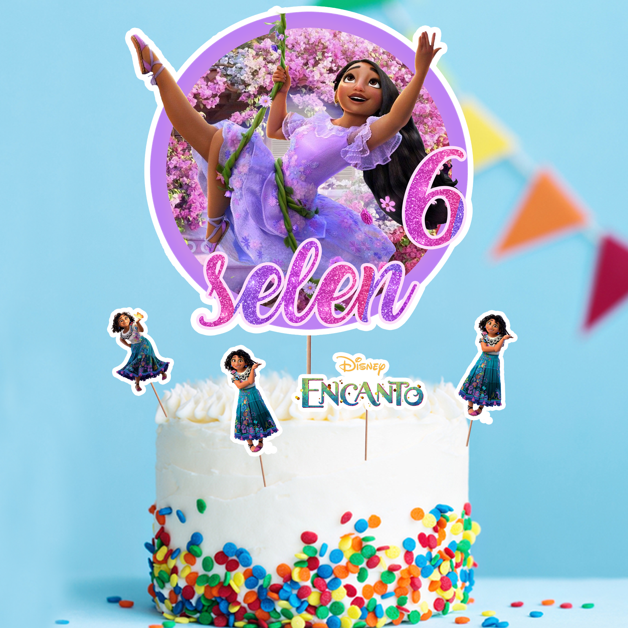 Kişiye Özel Encanto Temalı Pasta Süsü Seti