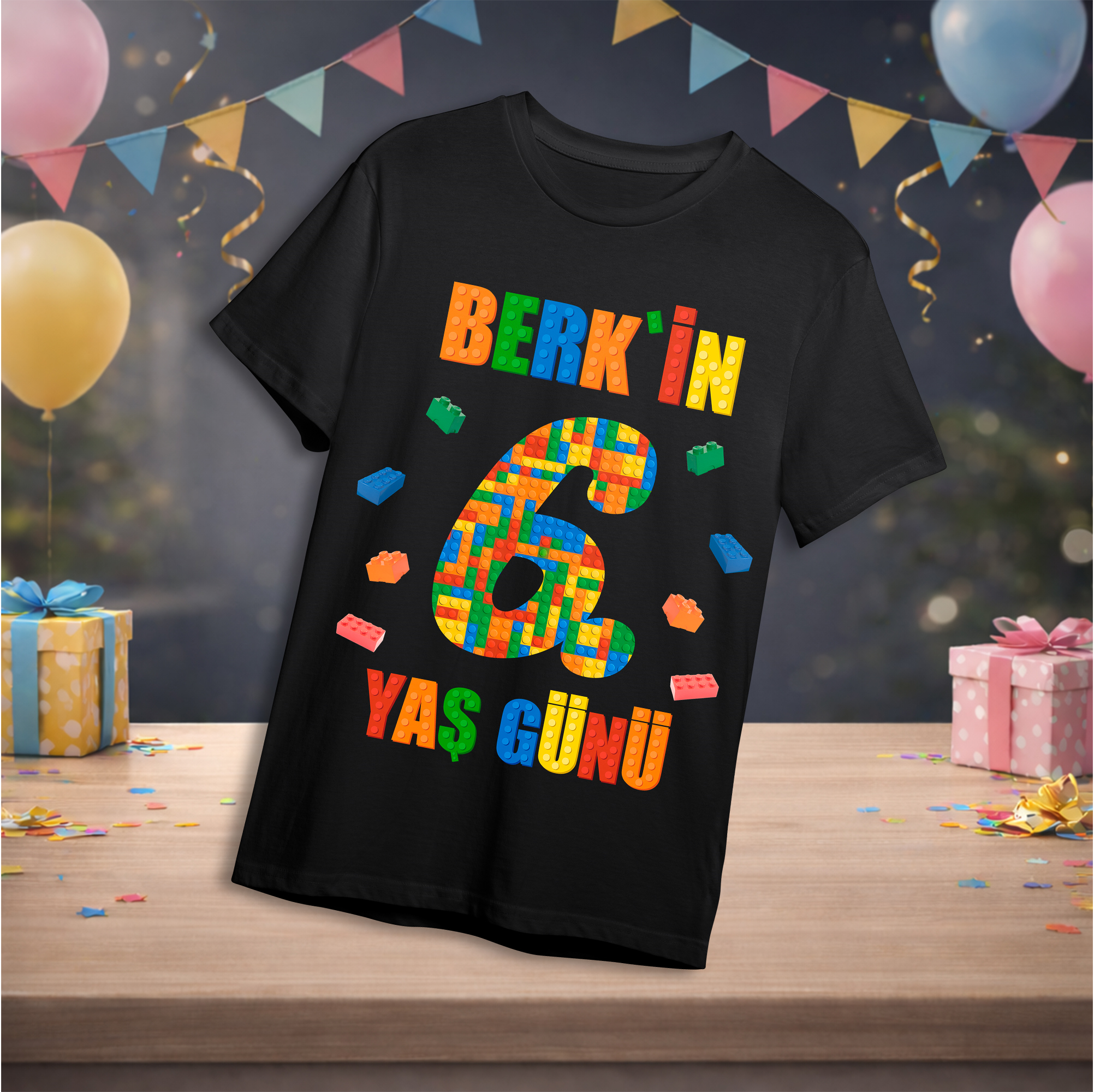 Block Temalı Kişiye Özel T-Shirt Siyah